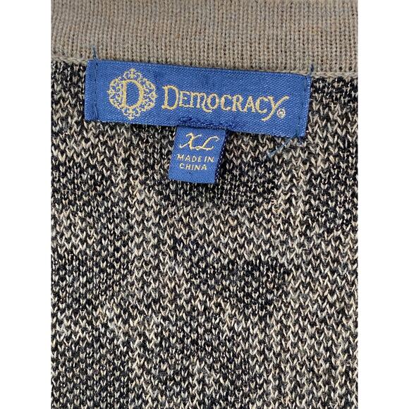 Democracy Asymmetric Hem Mixed Animal Print V-Neck Sweater Women's Size XL Taupe - Picture 5 of 9